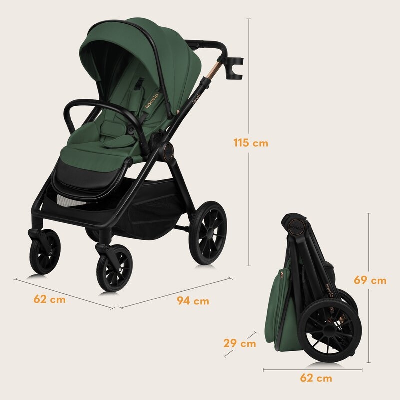 Carucior 2 in 1, Lionelo, Layla, Pana la 22 kg, Cadru aluminiu, Cu landou intarit si salteluta din spuma AirDots, Reversibil, Cu ventilatie 3D, Cu accesorii, EN1888-1, EN1888-2, EN1466, Verde Carucior 2 in 1, Lionelo, Layla, Pana la 22 kg, Cadru aluminiu, Cu landou intarit si salteluta din spuma AirDots, Reversibil, Cu ventilatie 3D, Cu accesorii, EN1888-1, EN1888-2, EN1466, Verde