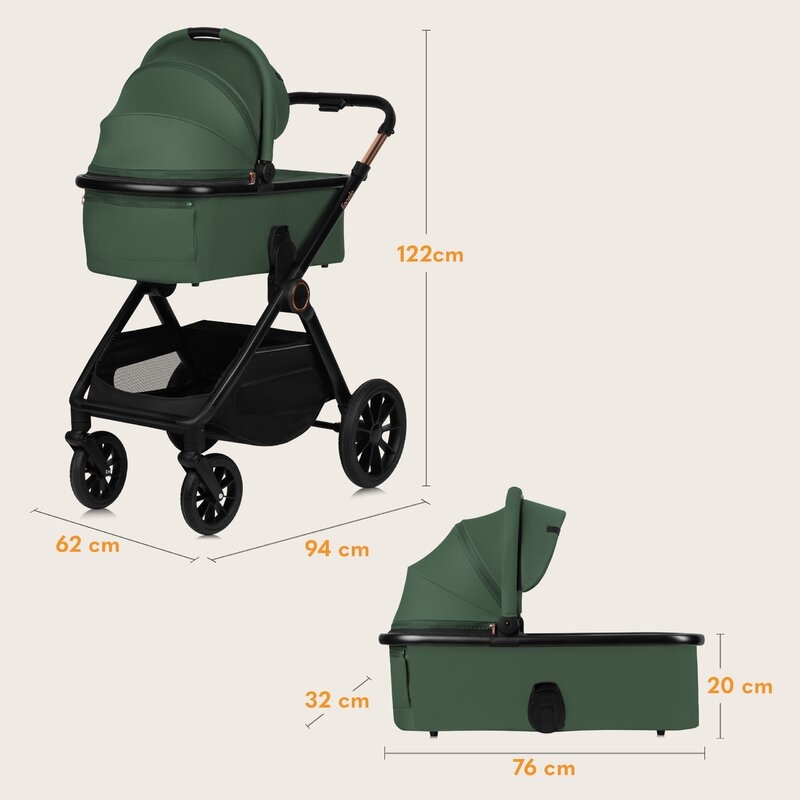 Carucior 2 in 1, Lionelo, Layla, Pana la 22 kg, Cadru aluminiu, Cu landou intarit si salteluta din spuma AirDots, Reversibil, Cu ventilatie 3D, Cu accesorii, EN1888-1, EN1888-2, EN1466, Verde Carucior 2 in 1, Lionelo, Layla, Pana la 22 kg, Cadru aluminiu, Cu landou intarit si salteluta din spuma AirDots, Reversibil, Cu ventilatie 3D, Cu accesorii, EN1888-1, EN1888-2, EN1466, Verde