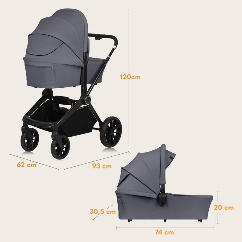 Carucior 2 in 1, Lionelo, Mika Plus, Cadru din aluminiu, Cu landou intarit si salteluta moale, Reversibil, Cu sistem de ventilatie 3D, Cu accesorii, Pana la 22 kg, Conform cu EN1888-1 EN1888-2, EN1466, Gri Carucior 2 in 1, Lionelo, Mika Plus, Cadru din aluminiu, Cu landou intarit si salteluta moale, Reversibil, Cu sistem de ventilatie 3D, Cu accesorii, Pana la 22 kg, Conform cu EN1888-1 EN1888-2, EN1466, Gri