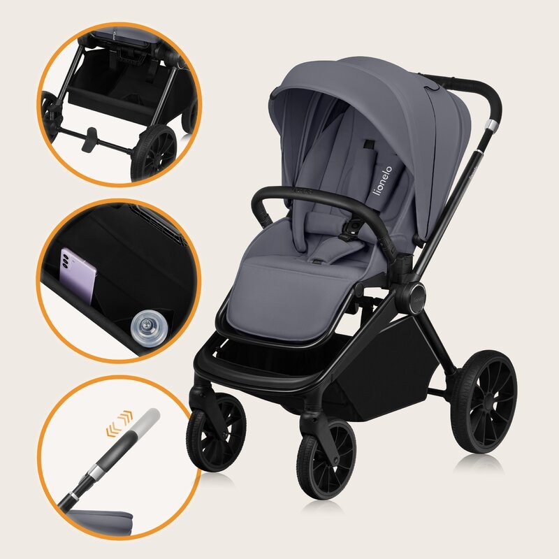 Carucior 2 in 1, Lionelo, Mika Plus, Cadru din aluminiu, Cu landou intarit si salteluta moale, Reversibil, Cu sistem de ventilatie 3D, Cu accesorii, Pana la 22 kg, Conform cu EN1888-1 EN1888-2, EN1466, Gri Carucior 2 in 1, Lionelo, Mika Plus, Cadru din aluminiu, Cu landou intarit si salteluta moale, Reversibil, Cu sistem de ventilatie 3D, Cu accesorii, Pana la 22 kg, Conform cu EN1888-1 EN1888-2, EN1466, Gri