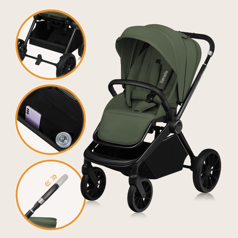 Carucior 2 in 1, Lionelo, Mika Plus, Cadru din aluminiu, Cu landou intarit si salteluta moale, Reversibil, Cu sistem de ventilatie 3D, Cu accesorii, Pana la 22 kg, Conform cu EN1888-1 EN1888-2, EN1466, Verde Carucior 2 in 1, Lionelo, Mika Plus, Cadru din aluminiu, Cu landou intarit si salteluta moale, Reversibil, Cu sistem de ventilatie 3D, Cu accesorii, Pana la 22 kg, Conform cu EN1888-1 EN1888-2, EN1466, Verde