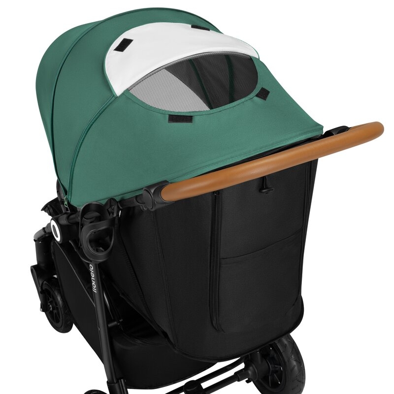 Carucior sport, Lionelo, Natt, De la nastere, Cu accesorii si capotina XXL reglabila, 0 - 22 kg, Conform cu standardele europene de securitate EN1888-1, EN1888-2, Verde