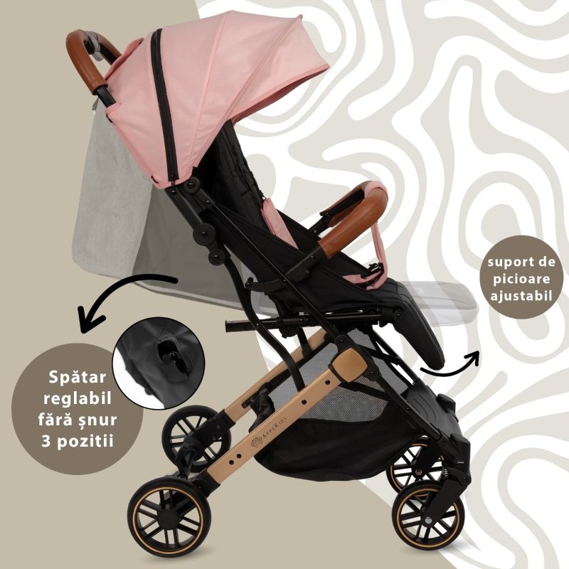 Carucior sport pentru copii Travel, Pink, Appekids Carucior sport pentru copii Travel, Pink, Appekids