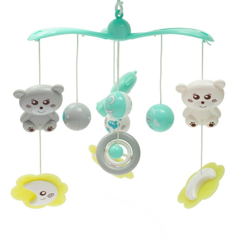 Carusel muzical pentru patut bebelusi, Cu proiectii, Cu melodii si sunete ale naturii, Cu 10 jucarii si ceas de jucarie pe suport, Baby Mix, Mint Carusel muzical pentru patut bebelusi, Cu proiectii, Cu melodii si sunete ale naturii, Cu 10 jucarii si ceas de jucarie pe suport, Baby Mix, Mint