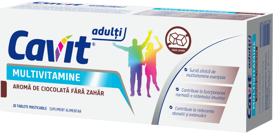 Cavit - Adulti multivitamine ciocolata fara zahar 20tb Cavit - Adulti multivitamine ciocolata fara zahar 20tb