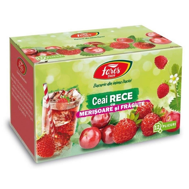 Ceai rece cu merisoare si fragute, 12 plicuri, Fares Ceai rece cu merisoare si fragute, 12 plicuri, Fares