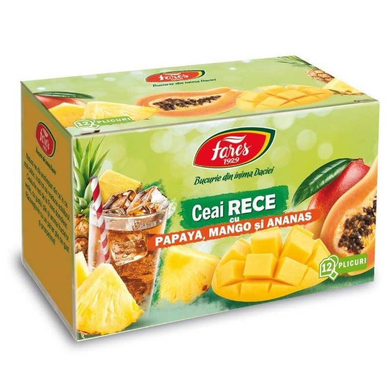 Ceai rece cu papaya, mango si ananas, 12 plicuri, Fares Ceai rece cu papaya, mango si ananas, 12 plicuri, Fares
