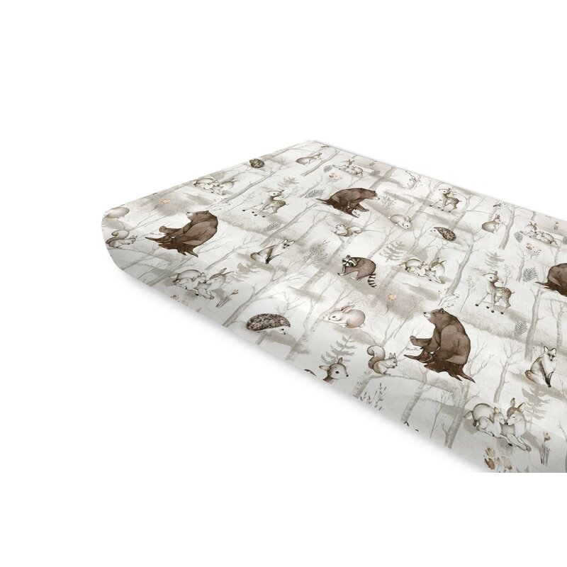 Cearceaf cu elastic, MimiNu, Pentru pat 160x80 cm, Din bumbac certificat Oeko Tex Standard 100, Design, Woodland Cearceaf cu elastic, MimiNu, Pentru pat 160x80 cm, Din bumbac certificat Oeko Tex Standard 100, Design, Woodland