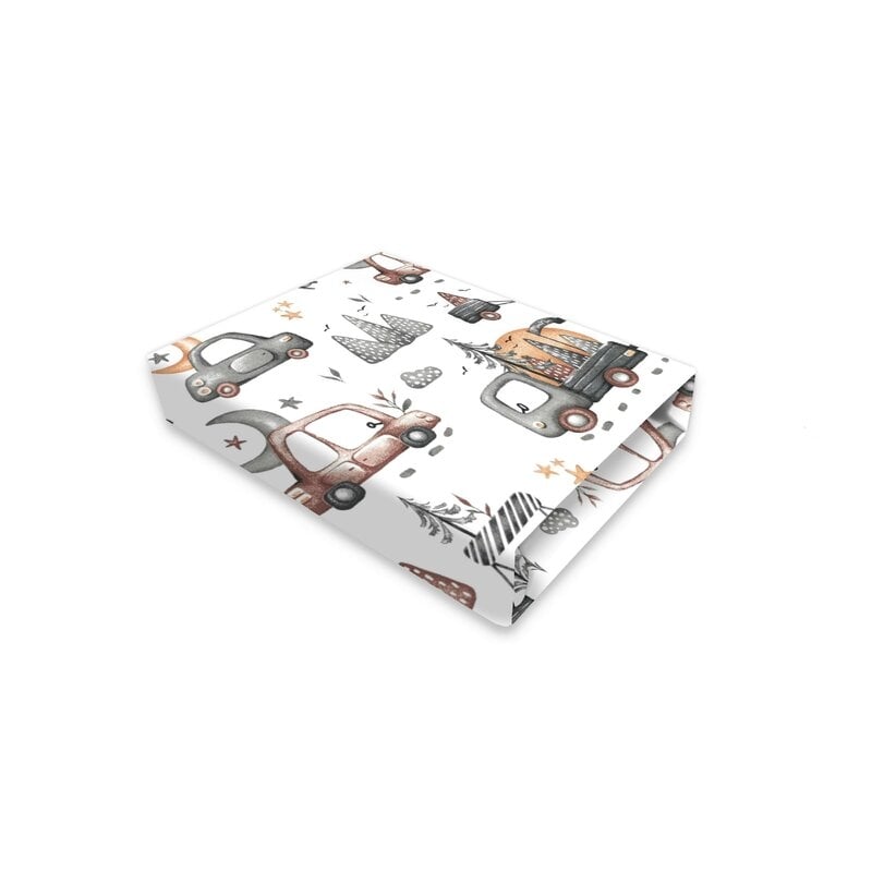 Cearceaf cu elastic, MimiNu, Pentru patut 120X60 cm, Din bumbac certificat Oeko Tex Standard 100, Design, Cars Grey Cearceaf cu elastic, MimiNu, Pentru patut 120X60 cm, Din bumbac certificat Oeko Tex Standard 100, Design, Cars Grey