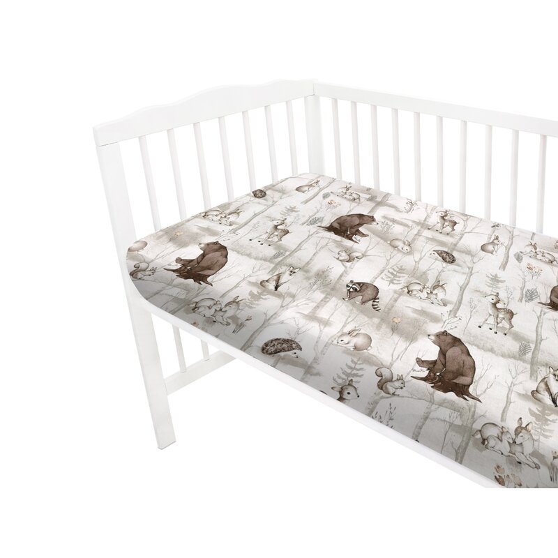 Cearceaf cu elastic, MimiNu, Pentru patut 120X60 cm, Din bumbac certificat Oeko Tex Standard 100, Design, Woodland Cearceaf cu elastic, MimiNu, Pentru patut 120X60 cm, Din bumbac certificat Oeko Tex Standard 100, Design, Woodland