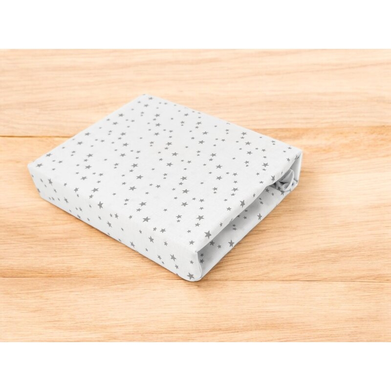 Cearceaf cu elastic, MimiNu, Pentru patut co-sleeper, Aurora, Dimensiune 76 x 43 cm, Din bumbac certificat Oeko Tex Standard 100, Mini Gray Stars Cearceaf cu elastic, MimiNu, Pentru patut co-sleeper, Aurora, Dimensiune 76 x 43 cm, Din bumbac certificat Oeko Tex Standard 100, Mini Gray Stars