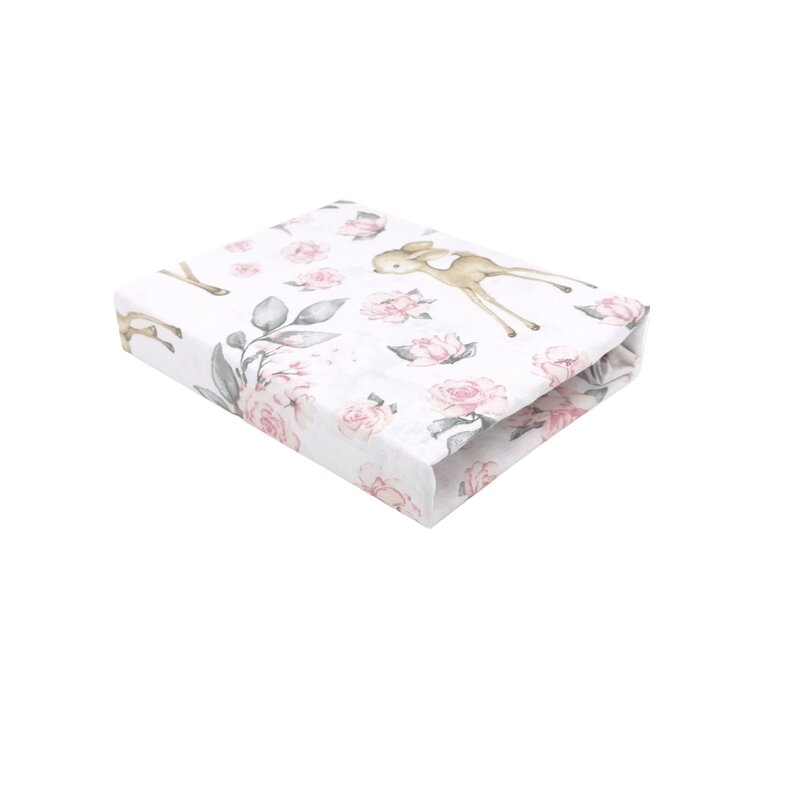 Cearceaf cu elastic, MimiNu, Pentru patut co-sleeper, Aurora, Dimensiune 76 x 43 cm, Din bumbac certificat Oeko Tex Standard 100, Sweet Deer Pink Cearceaf cu elastic, MimiNu, Pentru patut co-sleeper, Aurora, Dimensiune 76 x 43 cm, Din bumbac certificat Oeko Tex Standard 100, Sweet Deer Pink
