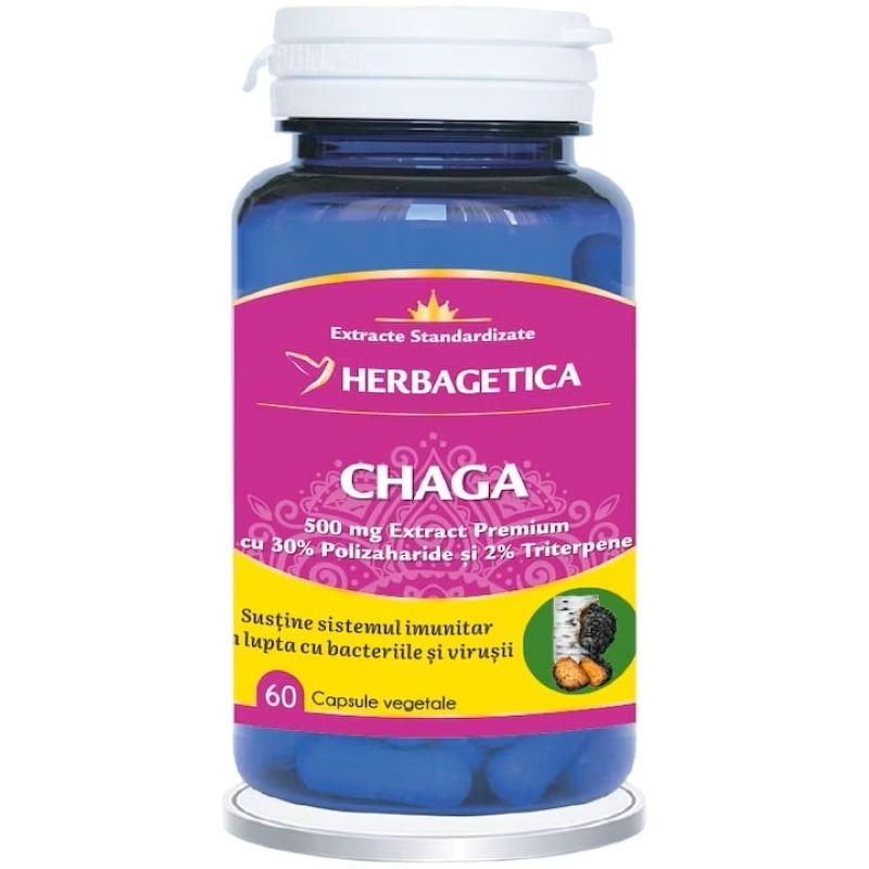 Chaga, 60 capsule, Herbagetica Chaga, 60 capsule, Herbagetica