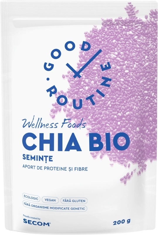 Chia Bio seminte Good Routine Wellness Foods, 200 g, Secom Chia Bio seminte Good Routine Wellness Foods, 200 g, Secom