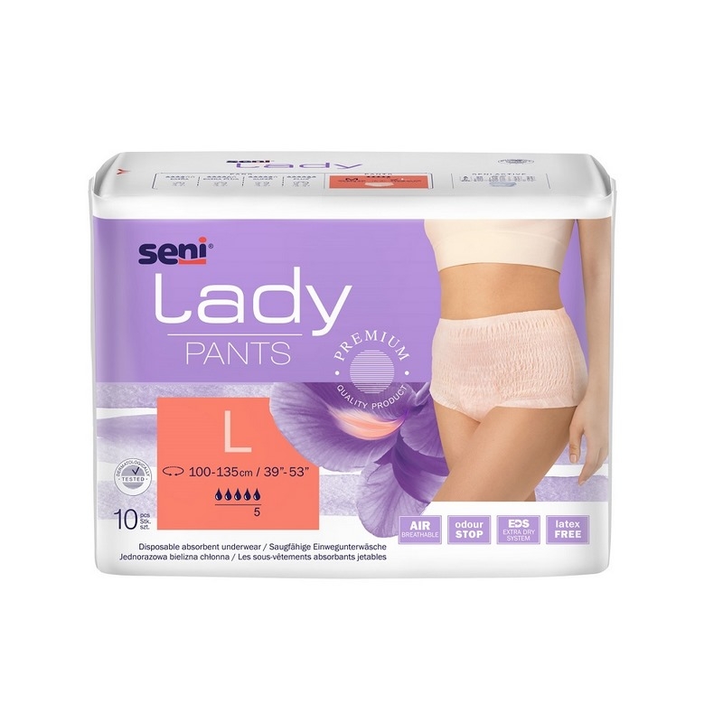 Chiloti absorbanti pentru femei Lady Pants, L, 10 bucati, Seni Chiloti absorbanti pentru femei Lady Pants, L, 10 bucati, Seni