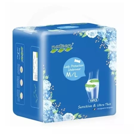 Chiloti ultra-subtiri pentru menstruatie marime M/L Sensitive, 10 bucati, Nateen Chiloti ultra-subtiri pentru menstruatie marime M/L Sensitive, 10 bucati, Nateen