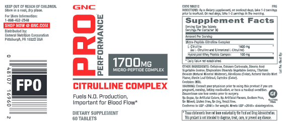 GNC - Pro Performance Citrulline Complex 1700mg 60tb GNC - Pro Performance Citrulline Complex 1700mg 60tb
