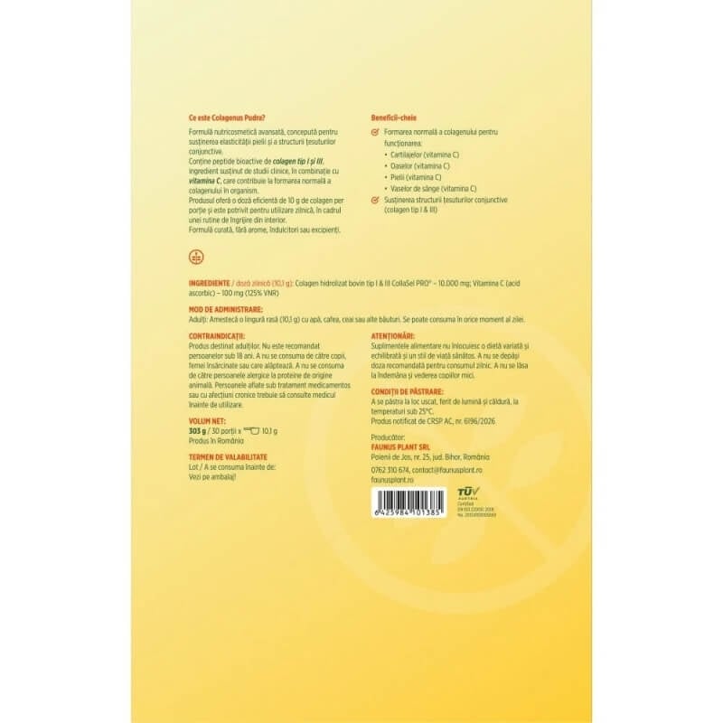 Colagenus cu vitamina C pudra, 303 g, Faunus Plant Colagenus cu vitamina C pudra, 303 g, Faunus Plant