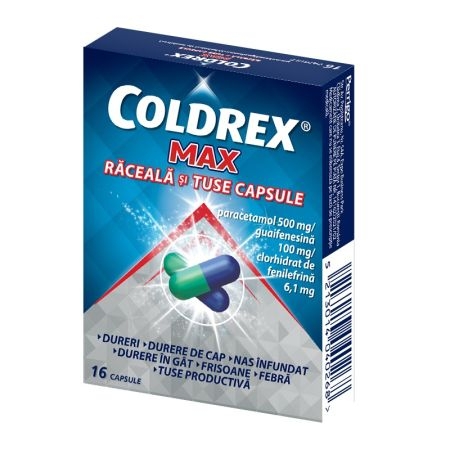 Coldrex Max Raceala si Tuse, 16 capsule, Perrigo Coldrex Max Raceala si Tuse, 16 capsule, Perrigo