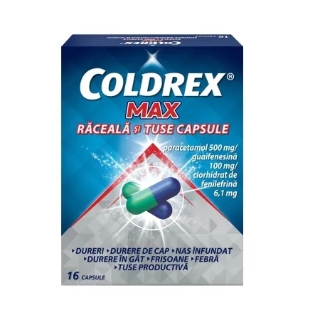 Coldrex Max Raceala si Tuse, 16 capsule, Perrigo Coldrex Max Raceala si Tuse, 16 capsule, Perrigo