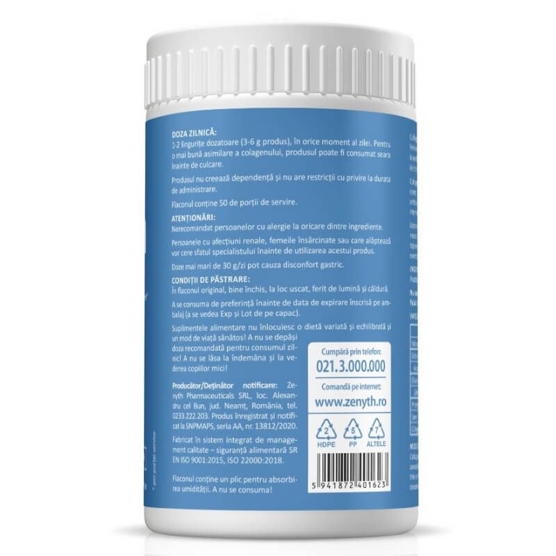 Collagen Pure pulbere fara arome, 150 g, Zenyth Collagen Pure pulbere fara arome, 150 g, Zenyth