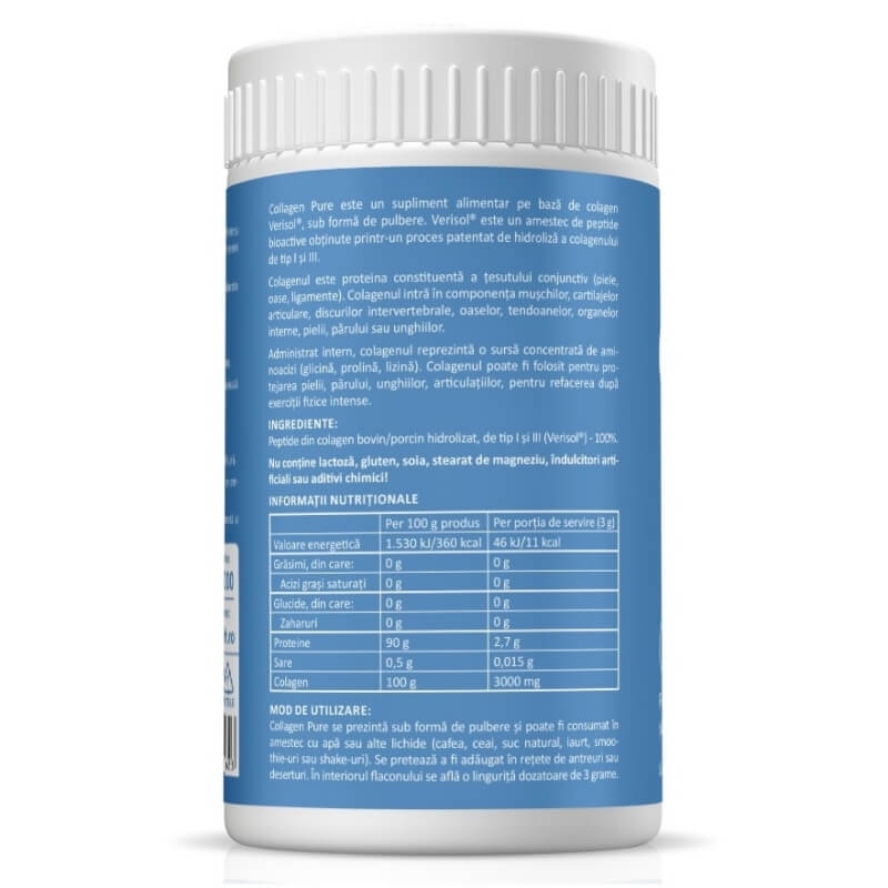 Collagen Pure pulbere fara arome, 150 g, Zenyth Collagen Pure pulbere fara arome, 150 g, Zenyth