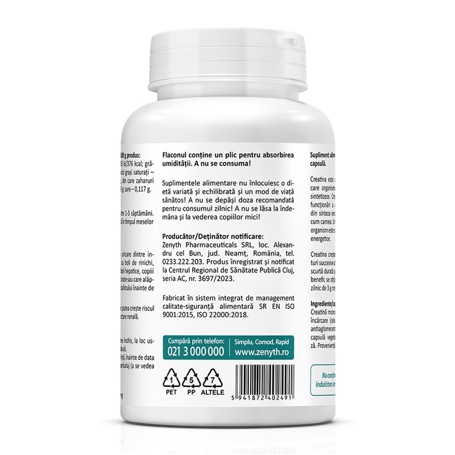 Creatine, 1000 mg, 60 capsule, Zenyth Creatine, 1000 mg, 60 capsule, Zenyth