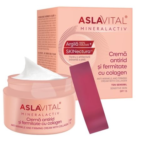 Crema antirid cu colagen pentru fermitate SPF 15 Mineralactiv, 50 ml, Aslavital Crema antirid cu colagen pentru fermitate SPF 15 Mineralactiv, 50 ml, Aslavital