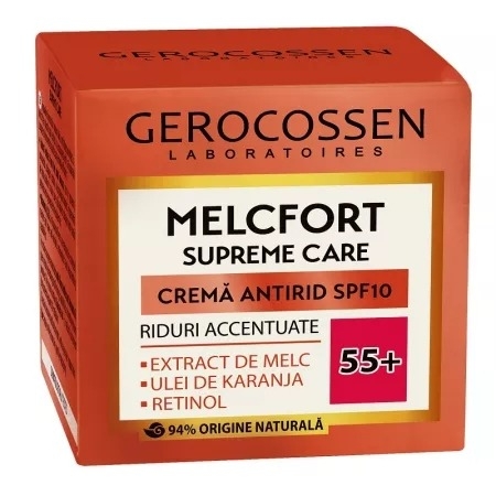 Crema antirid SPF 10 riduri accentuate 55+ Melcfort Supreme Care, 50 ml, Gerocossen Crema antirid SPF 10 riduri accentuate 55+ Melcfort Supreme Care, 50 ml, Gerocossen
