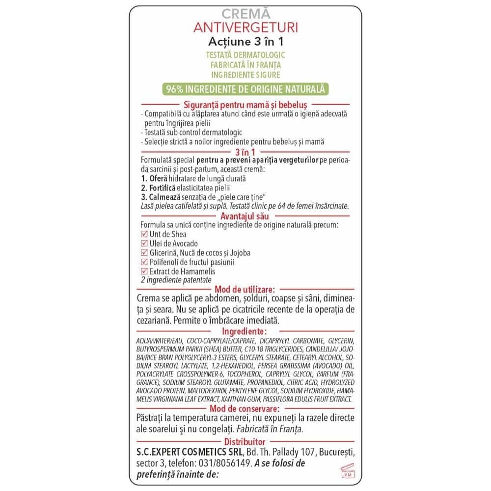 Crema antivergeturi cu actiune 3 in 1 Maternite, 250 ml, Mustela Crema antivergeturi cu actiune 3 in 1 Maternite, 250 ml, Mustela