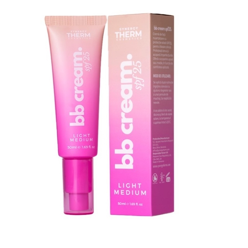 Crema de fata coloranta SPF 25 BB Cream Light Medium, 50 ml, Synergy Therm Crema de fata coloranta SPF 25 BB Cream Light Medium, 50 ml, Synergy Therm