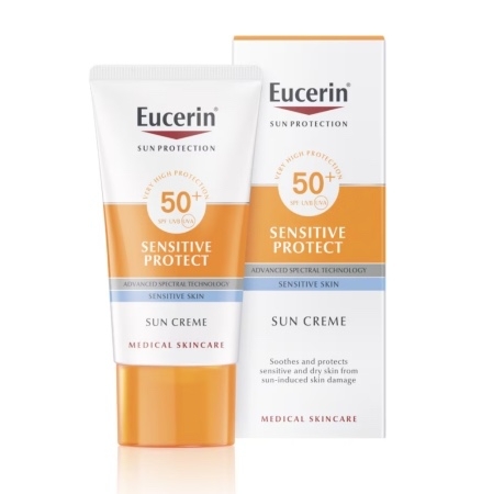 Crema de fata SPF 50+ Sun Protection Sensitive Protect, 50 ml, Eucerin Crema de fata SPF 50+ Sun Protection Sensitive Protect, 50 ml, Eucerin