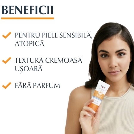 Crema de fata SPF 50+ Sun Protection Sensitive Protect, 50 ml, Eucerin Crema de fata SPF 50+ Sun Protection Sensitive Protect, 50 ml, Eucerin