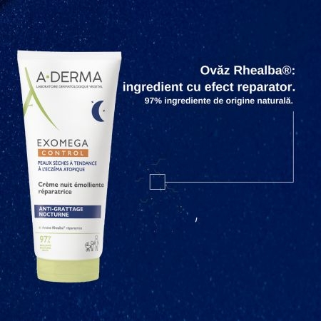 Crema de noapte reparatoare Exomega Control, 200 ml, A-Derma Crema de noapte reparatoare Exomega Control, 200 ml, A-Derma