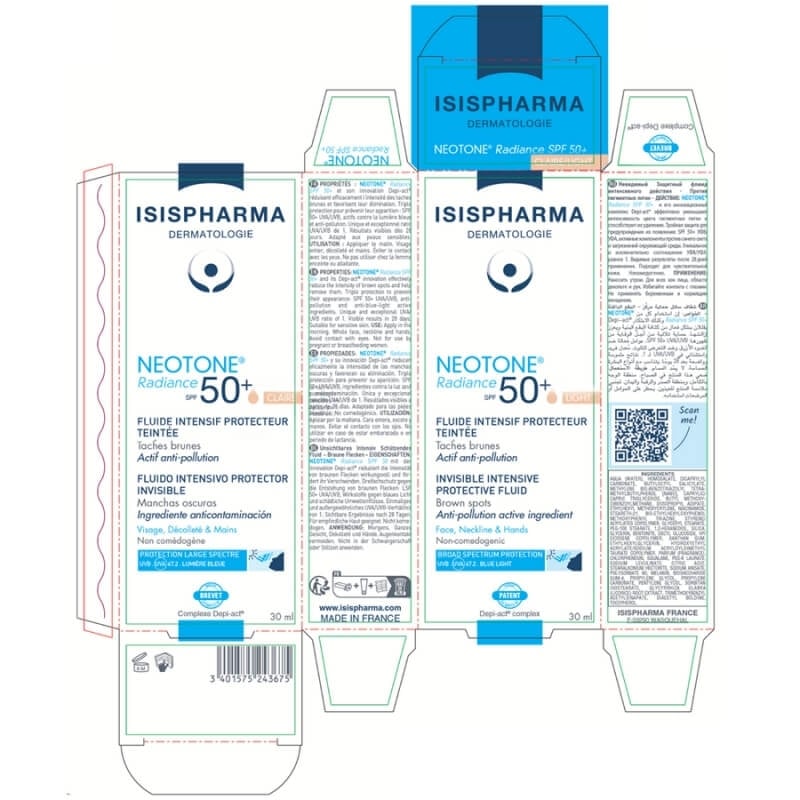 Crema depigmentanta nuantatoare SPF 50+ Light Neotone Radiance, 30 ml, Isispharma Crema depigmentanta nuantatoare SPF 50+ Light Neotone Radiance, 30 ml, Isispharma