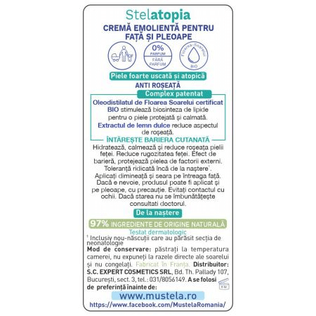 Crema emolienta pentru fata Stelatopia, 40 ml, Mustela Crema emolienta pentru fata Stelatopia, 40 ml, Mustela