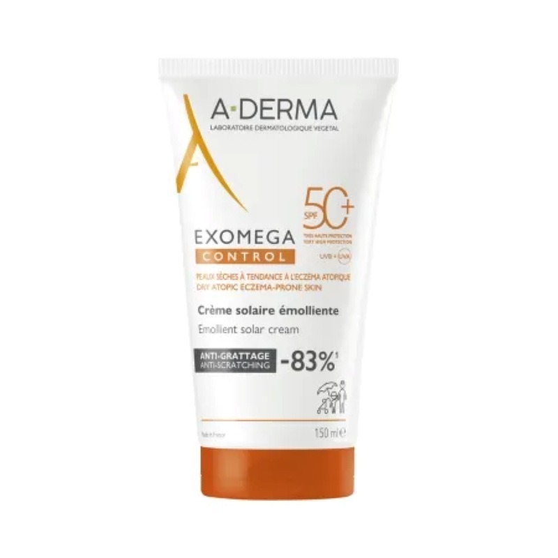 Crema emolienta piele sensibila SPF50+ Exomega Control, 150 ml, A-Derma Crema emolienta piele sensibila SPF50+ Exomega Control, 150 ml, A-Derma