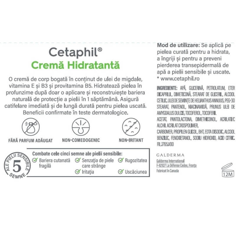Crema hidratanta pentru corp, 453 g, Cetaphil Crema hidratanta pentru corp, 453 g, Cetaphil