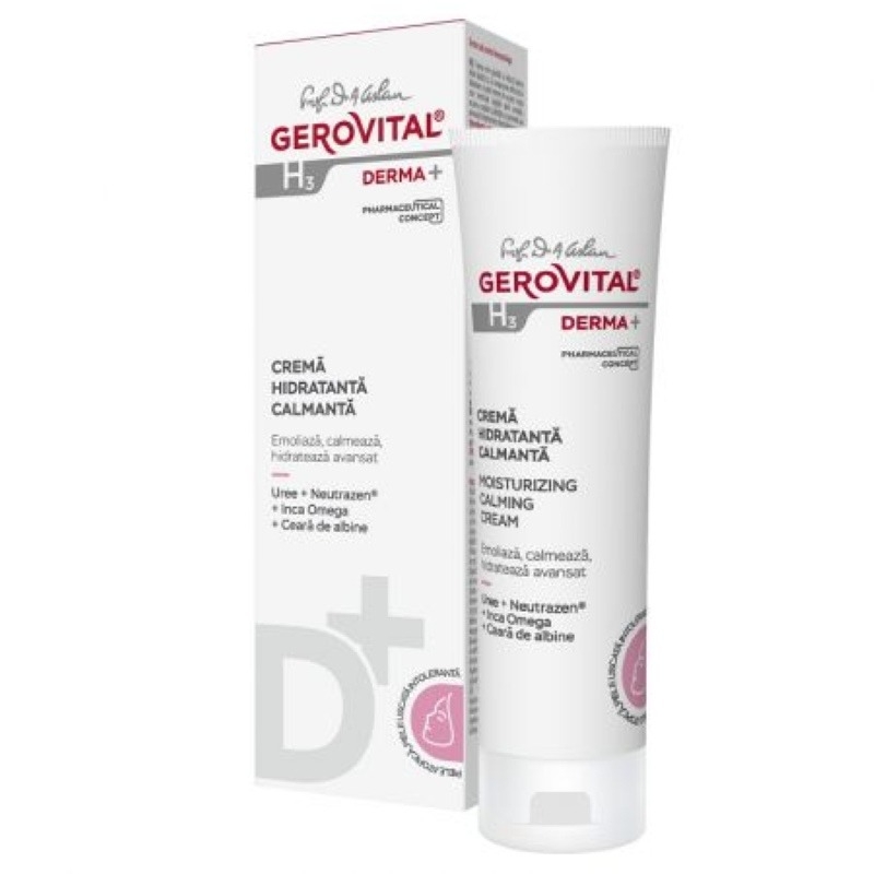 Crema hidratanta calmanta H3 Derma+, 50 ml, Gerovital Crema hidratanta calmanta H3 Derma+, 50 ml, Gerovital