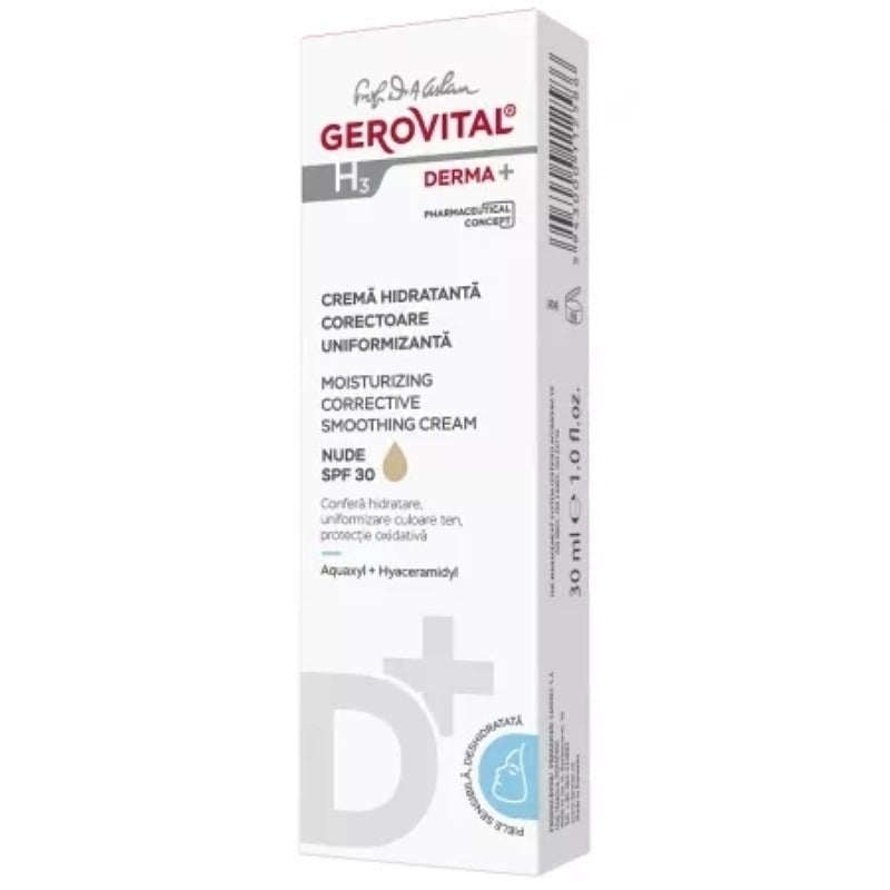 Crema hidratanta corectoare uniformizanta H3 Derma+, 30 ml, Gerovital Crema hidratanta corectoare uniformizanta H3 Derma+, 30 ml, Gerovital