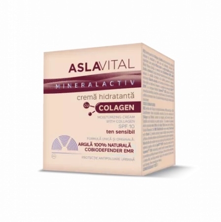 Crema hidratanta cu colagen SPF 10 Mineralactiv, 50 ml, AslaVital Crema hidratanta cu colagen SPF 10 Mineralactiv, 50 ml, AslaVital
