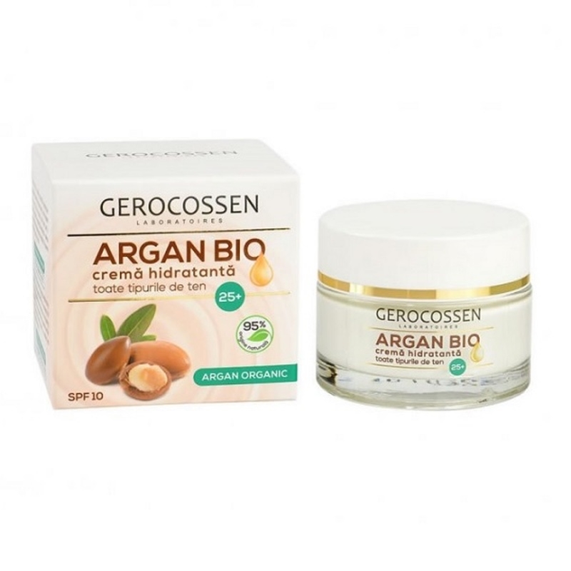 Crema hidratanta pentru toate tipurile de ten cu SPF 10 25+ Argan Bio, 50 ml, Gerocossen Crema hidratanta pentru toate tipurile de ten cu SPF 10 25+ Argan Bio, 50 ml, Gerocossen