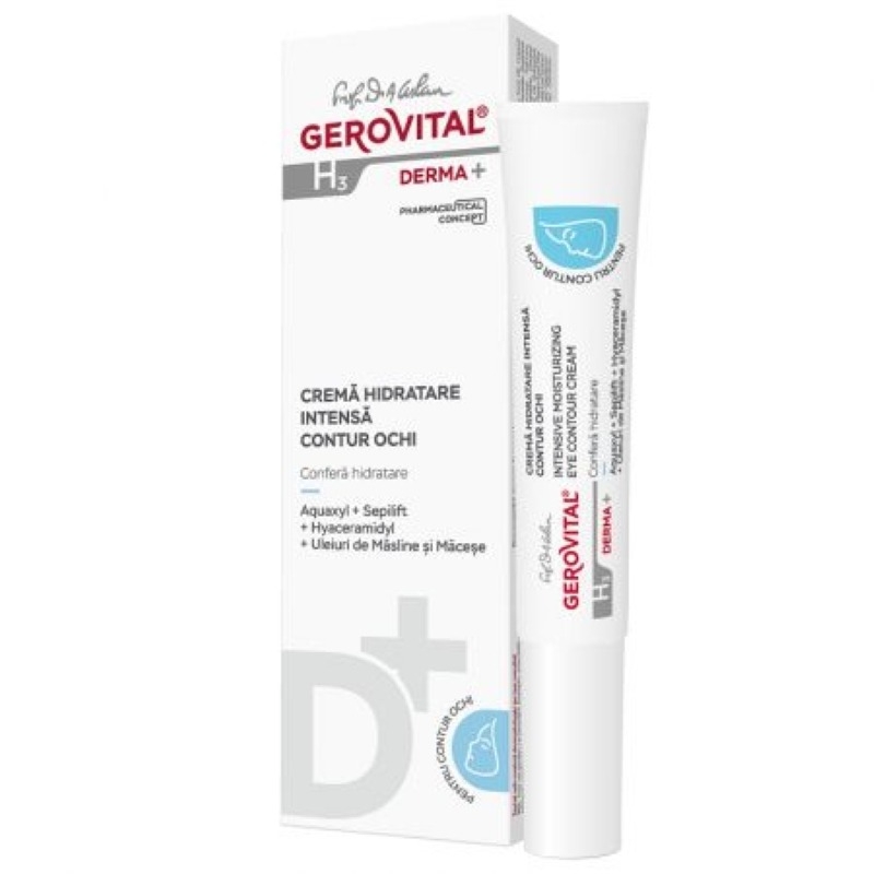 Crema hidratare intensa contur de ochi H3 Derma+, 15 ml, Gerovital Crema hidratare intensa contur de ochi H3 Derma+, 15 ml, Gerovital