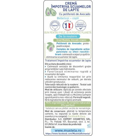 Crema impotriva scuamelor de lapte, 40 ml, Mustela Crema impotriva scuamelor de lapte, 40 ml, Mustela