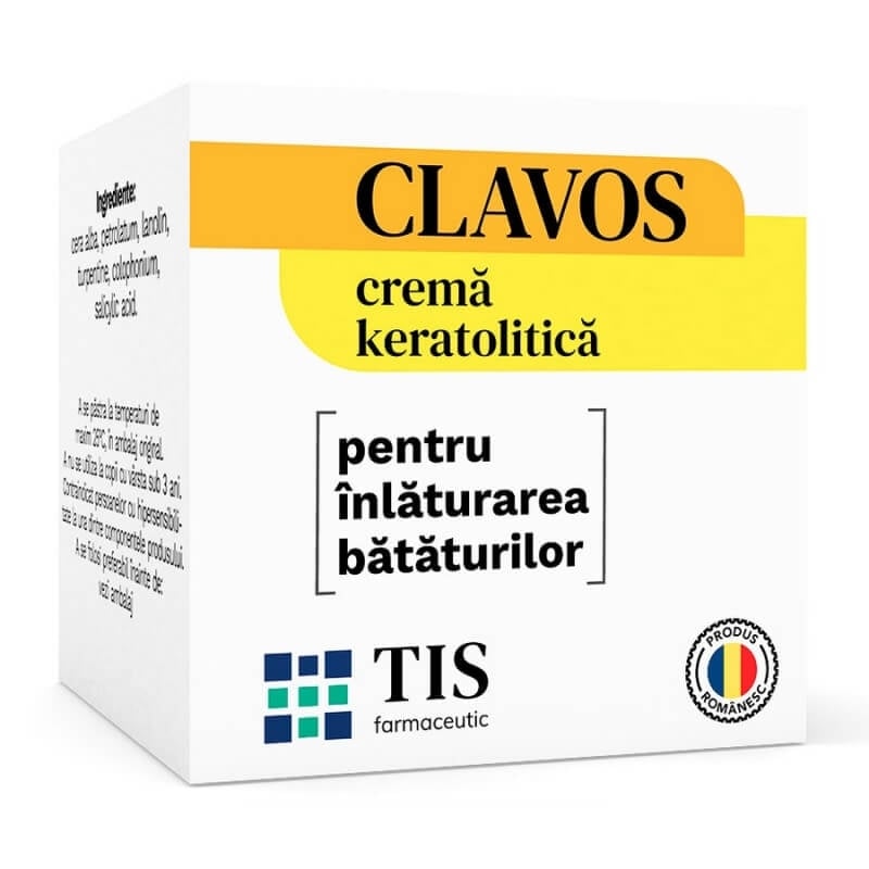 Crema keratolitica pentru indepartarea bataturilor Clavos, 4 g, Tis Farmaceutic Crema keratolitica pentru indepartarea bataturilor Clavos, 4 g, Tis Farmaceutic