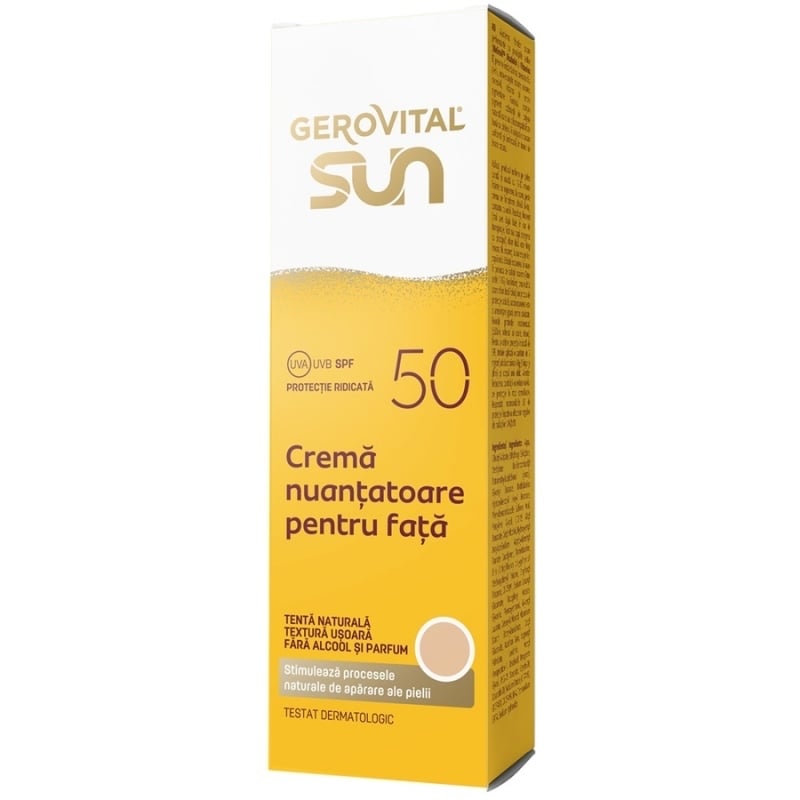 Crema nuantatoare pentru fata SPF 50 Sun, 50 ml, Gerovital