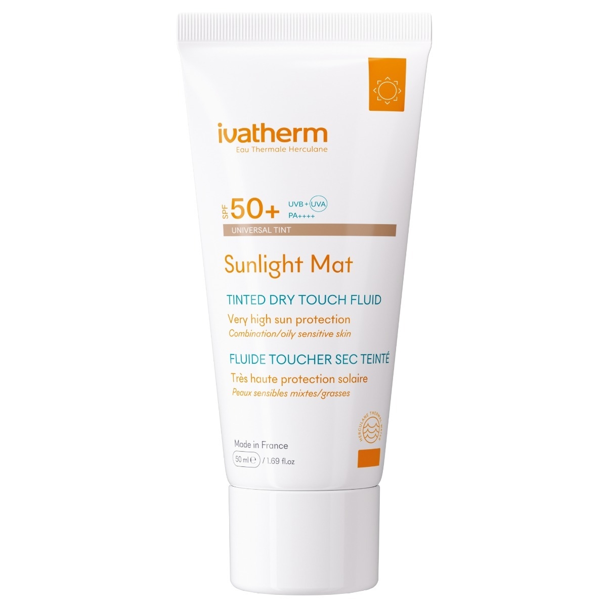 Crema protectie solara SPF50+ Sunlight Mat Tinted Dry Touch, 50 ml, Ivatherm Crema protectie solara SPF50+ Sunlight Mat Tinted Dry Touch, 50 ml, Ivatherm