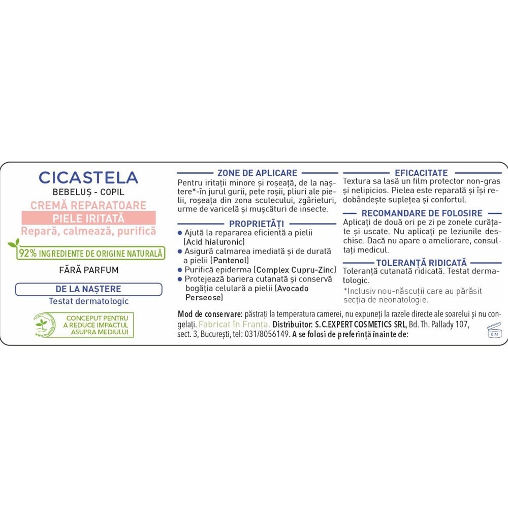 Crema reparatoare pentru piele iritata Cicastela, 40 ml, Mustela Crema reparatoare pentru piele iritata Cicastela, 40 ml, Mustela