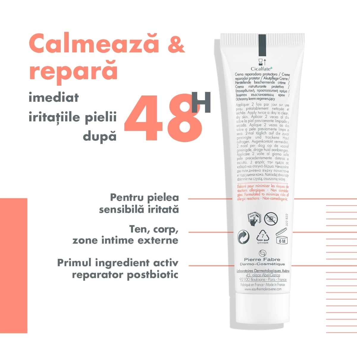 Crema reparatoare si protectoare Cicalfate, 100 ml, Avene Crema reparatoare si protectoare Cicalfate, 100 ml, Avene