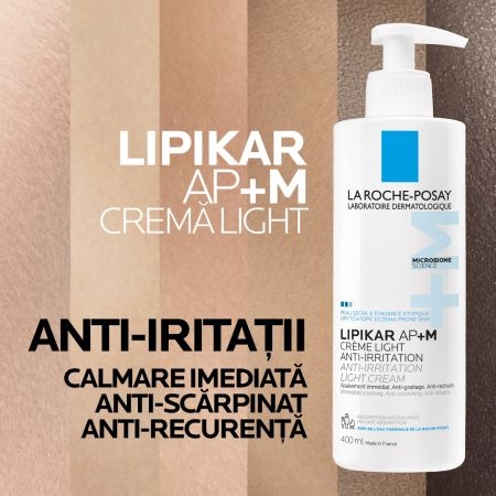 Crema triplu reparatoare cu textura lejera Lipikar Light AP+M, 400 ml, La Roche-Posay Crema triplu reparatoare cu textura lejera Lipikar Light AP+M, 400 ml, La Roche-Posay